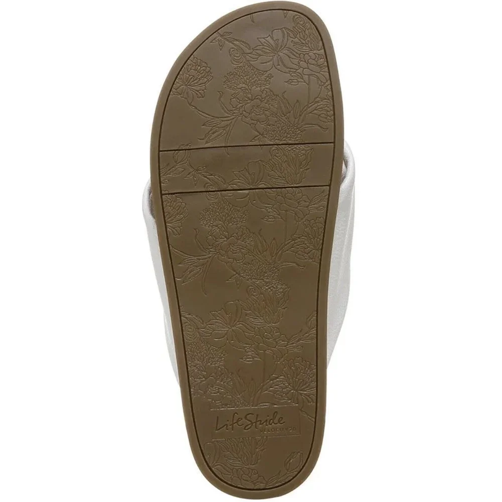 LifeStride Women's Happy Sandal white slip ons Faux Leather Comfort Size 9 - Picture 7 of 7